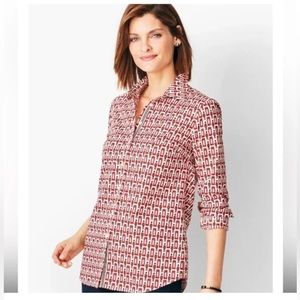 Talbots British Royal Guard Phone Booth Print Button Up Shirt size Large